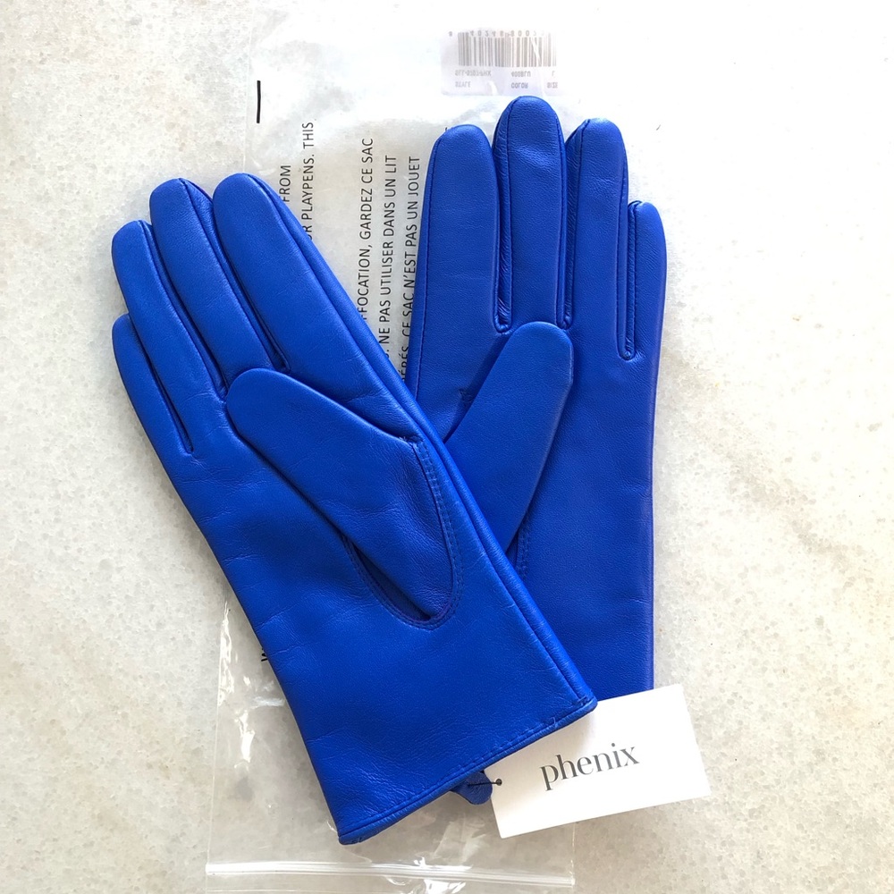 Phenix Cobalt Blue Leather Gloves, NWT, size L 🌹